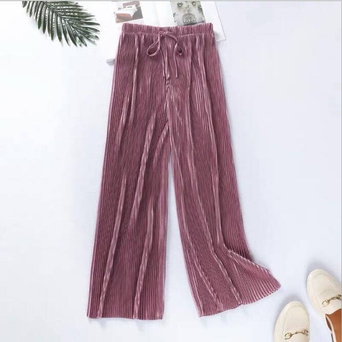 High Waist Sagging Loose Pants Chiffon Ice Silk Nine-point Pants Pleated Wide-leg Pants