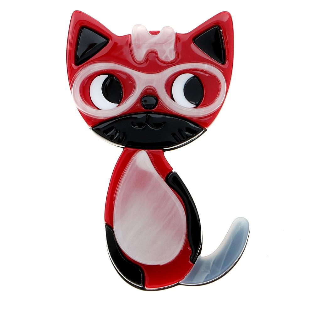 Blucome Акриловые броши с изображением кота для женщин, булавка из ацетатного волокна, 4 цвета, модные украшения с животным дизайном