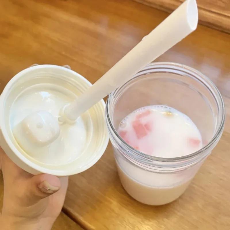 500/850 мл стеклянные бутылки для воды кофейные чашки для сока, молока, стеклянная чашка с крышкой и трубочкой большая емкость прозрачная посуда для напитков