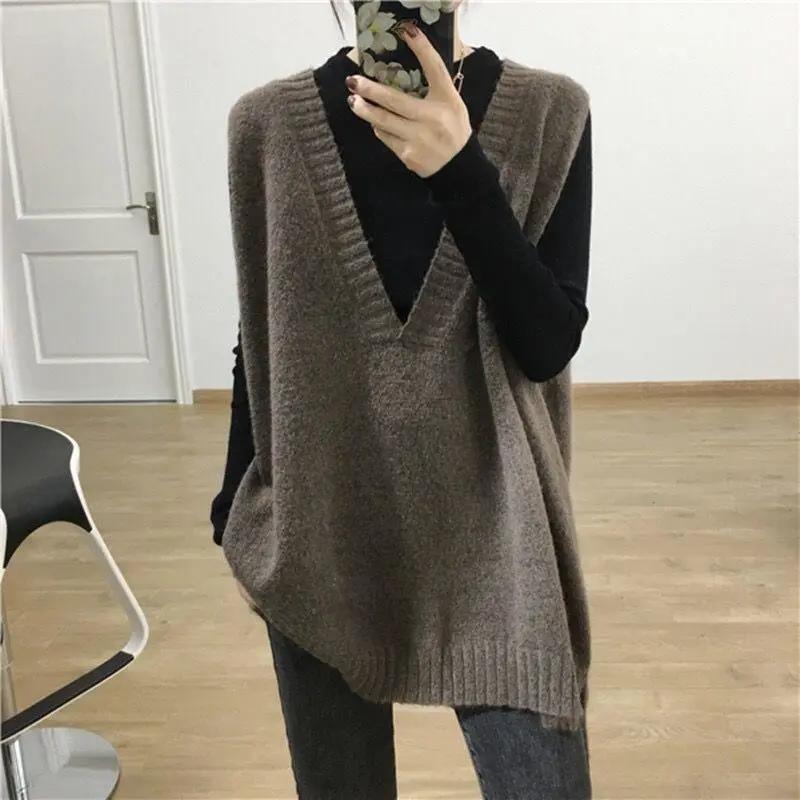 Women's Casual V-neck Knitted Vest for Autumn Spring