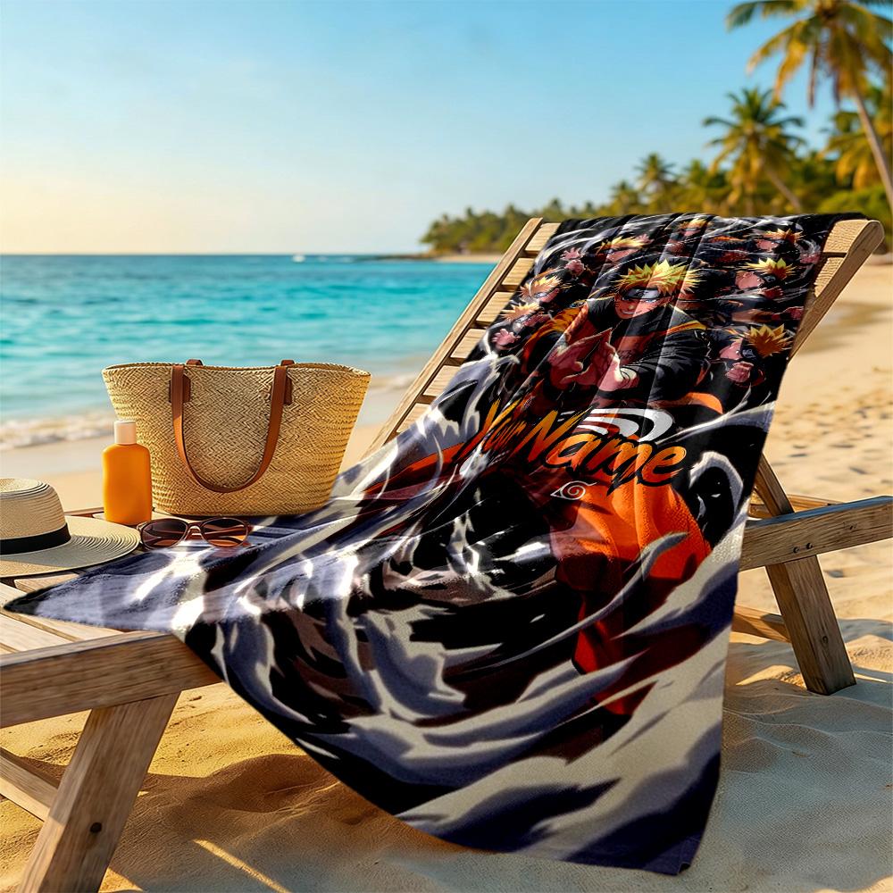 Naruto Character Customize Your Name Beach Towel Super Soft & Absorbent Ideal for Travel Outdoor Swim Pool Yoga Surf Camping Hiking Gym Gift Holiday