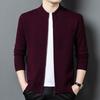 Брендовый высококачественный мужской кардиган-куртка из чистой шерсти - Осенне-зимний, плотный, на молнии, с воротником-стойкой, вязаный