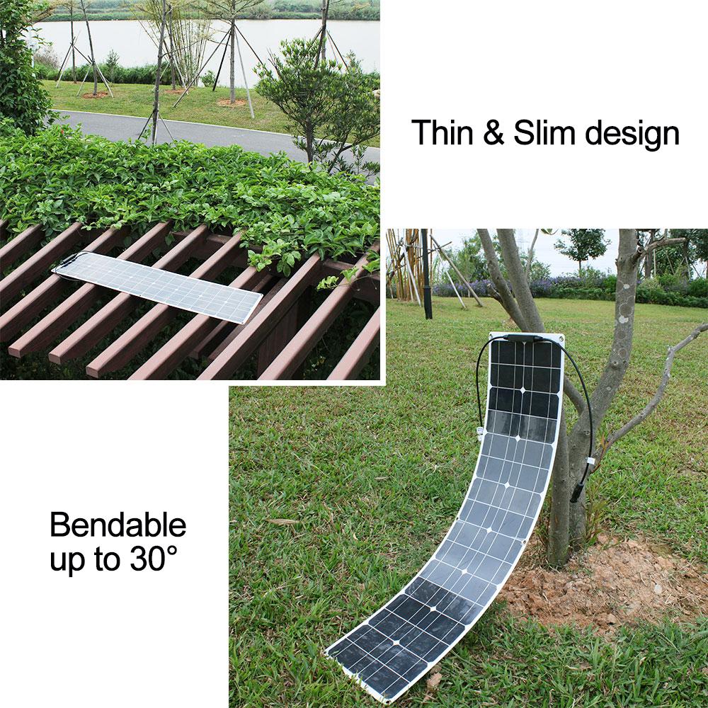Solar Panel 50W/100W Monocrystalline Flexible Solar Panel Kit Battery Charger System