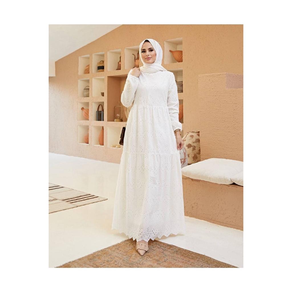 Laced Hijab Dress-white