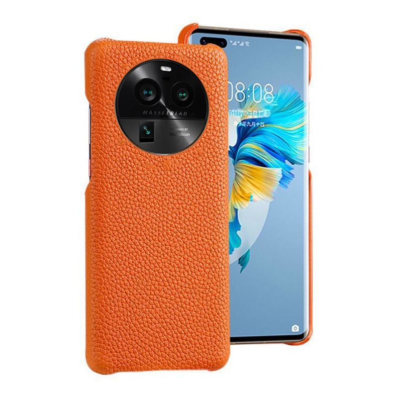 Оригинальный кожаный получехол-книжка OPPO A58/A58x/A83/A72 с рисунком «Личи» из коровьей кожи