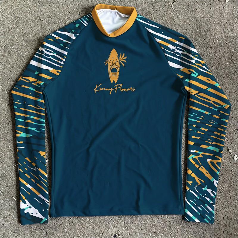 Mens UV Protection Rash Guard Long Sleeve Quick Dry Swimwear Surfing Diving Swimming Water Sports