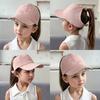 1-piece Set of Children's Hats, Summer Empty Top Hats, Baby Duck Tongue Hats, Girls' Bow Embroidered Sun Hats, Ponytail Tied Baseball Caps