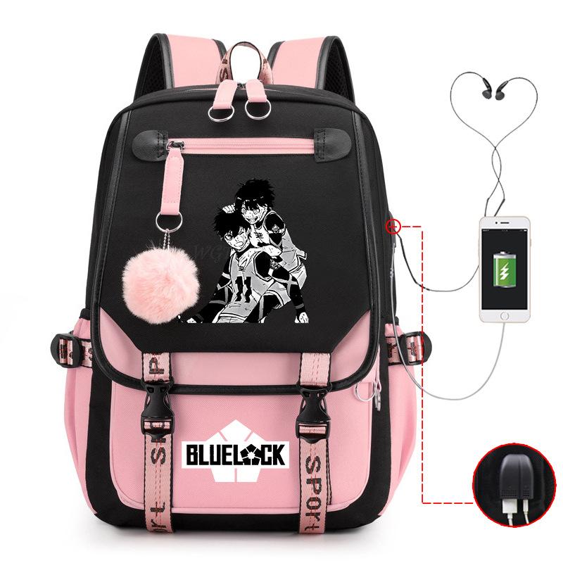 Blue Prison Anime School Bag College Wind Large Capacity Middle School Student Usb Backpack
