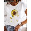 Dragonfly Butterfly Print Blouse Loose Women's Short-sleeved T-shirt Round Neck Casual Fashion Daily