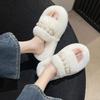 Тапочки из жемчужного меха для женщин: Комфорт из бархата на толстой подошве для весны, осени и зимы в помещении и на улице 2024 г.
