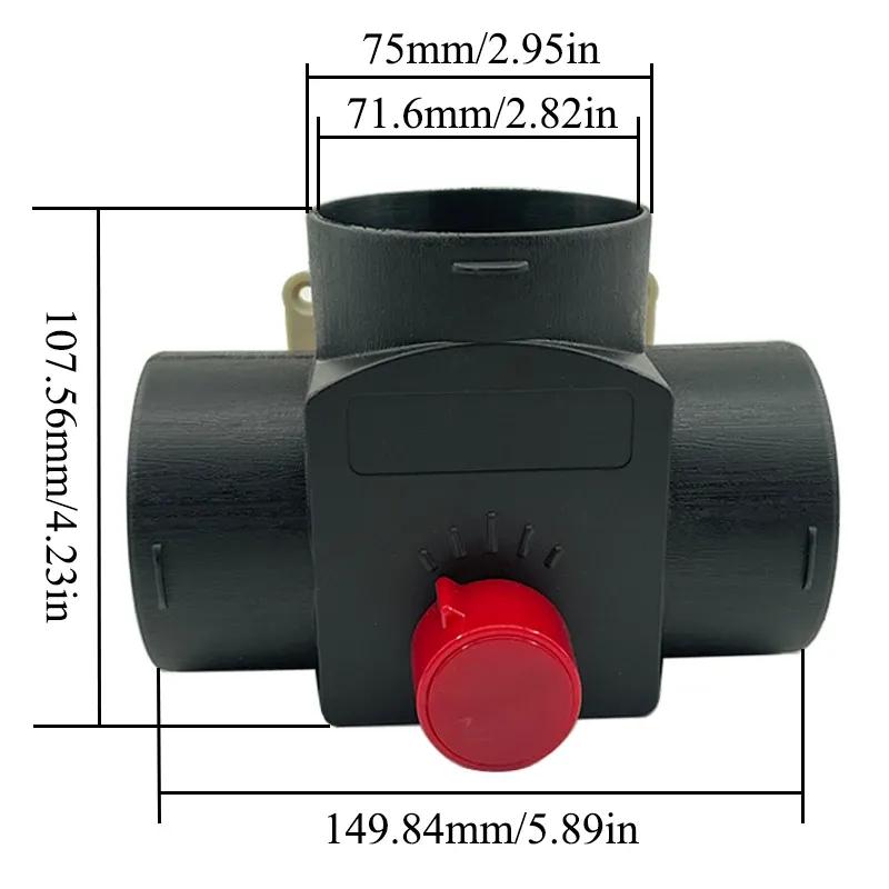 75mm/3inch Ducting Pipe Warm T Branch with L Branch Tube Air Outlet Vent Hose Clip For Eberspacher Webasto Regulating Flap Valve