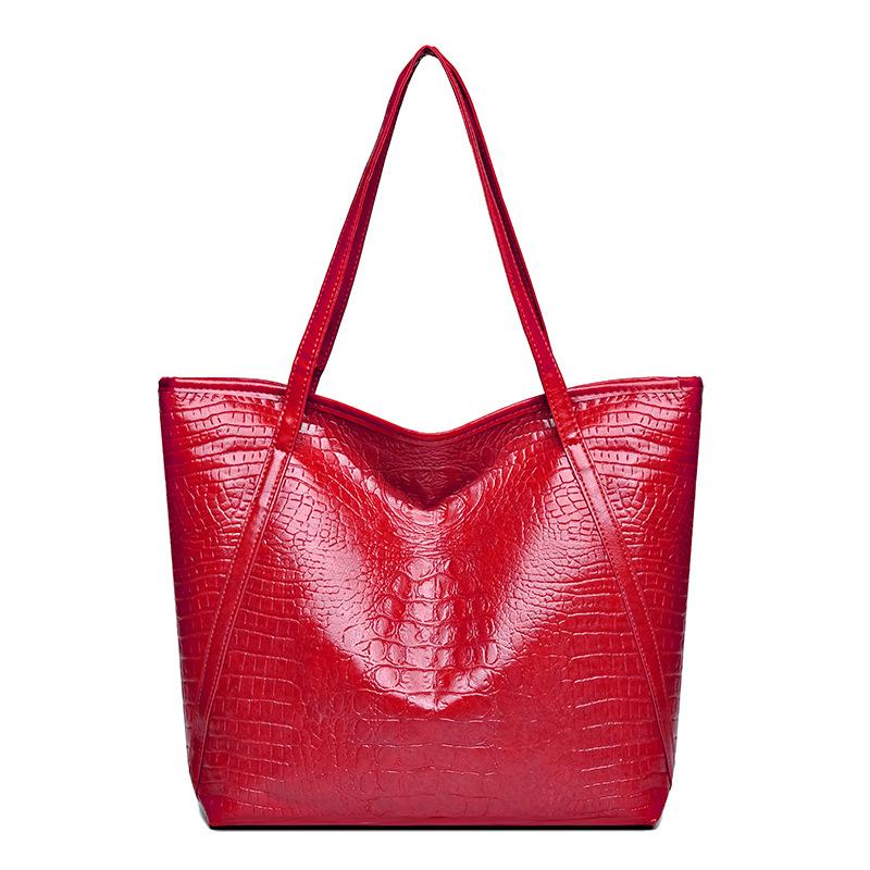 Простая и универсальная сумка-тоут с крокодиловым принтом, большая вместимость, модная сумка, винтажный дизайн, женская сумка через плечо