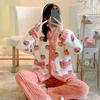 Women's Coral Velvet Pajamas, Small Fragrance Autumn and Winter Thickened Warm Peach Color Student Home Clothes