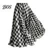 Comfortable Maxi Skirt Women Skirt, Elastic Waist Plaid Print Long Flowy Vacation Hem Lightweight Summer for Beach Travel Party