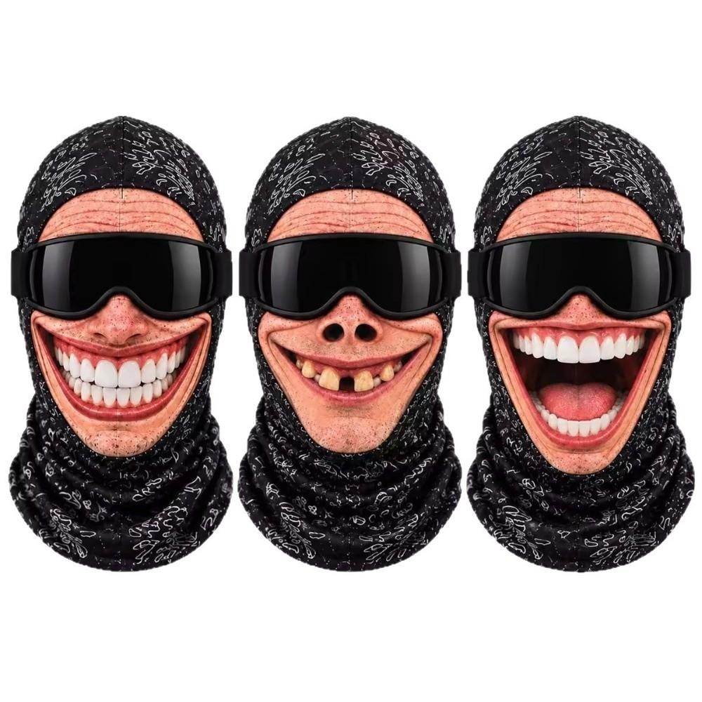 3D Face Printed Old Man Balaclava Face Mask White Mustache Ski Mask Hood Novelty Headwear For Men
