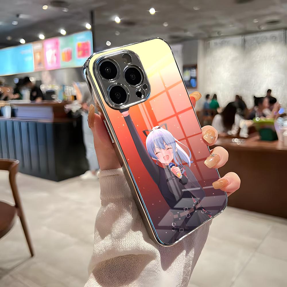 Чехол для телефона H-Hoshimachi Suisei Для IPhone 17 Pro Max 15 Pro 16 14 Plus 12 13 Mini 11 Pro Ударопрочный Электрооplated Стеклянная крышка