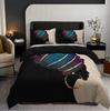 Home Textile Marble Texture Three-Piece Gradual Change Quilt Cover Digital Printing Bedding