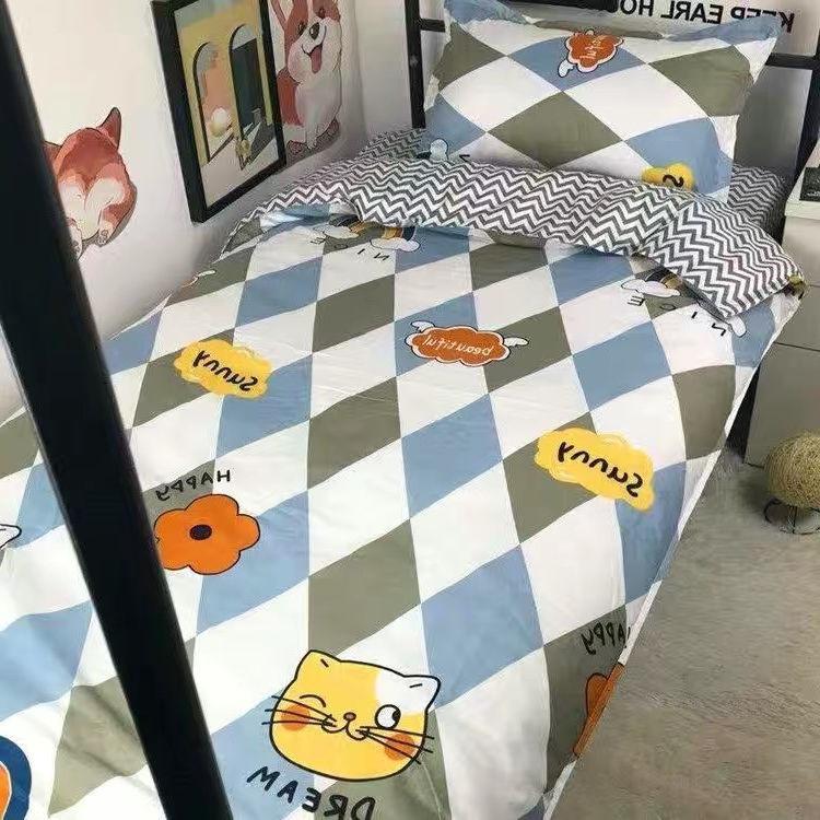 Кровать с рисунком из трех предметов, милый пододеяльник, детские простыни, постельные принадлежности для студенческого общежития
