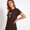 Women's Round Neck Short Sleeve Loose Fit 3 Gradient Hearts Print T Shirt Casual Daily Spring Fashion Basic Blouse