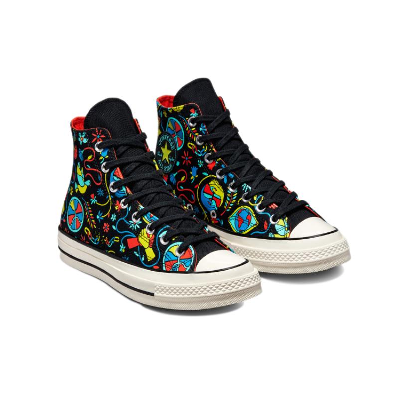 Converse 1970-е годы Chuck Taylor All Star Принт Модные Универсальные Повседневные Высокие Эспадрильи Унисекс Черные и Синие