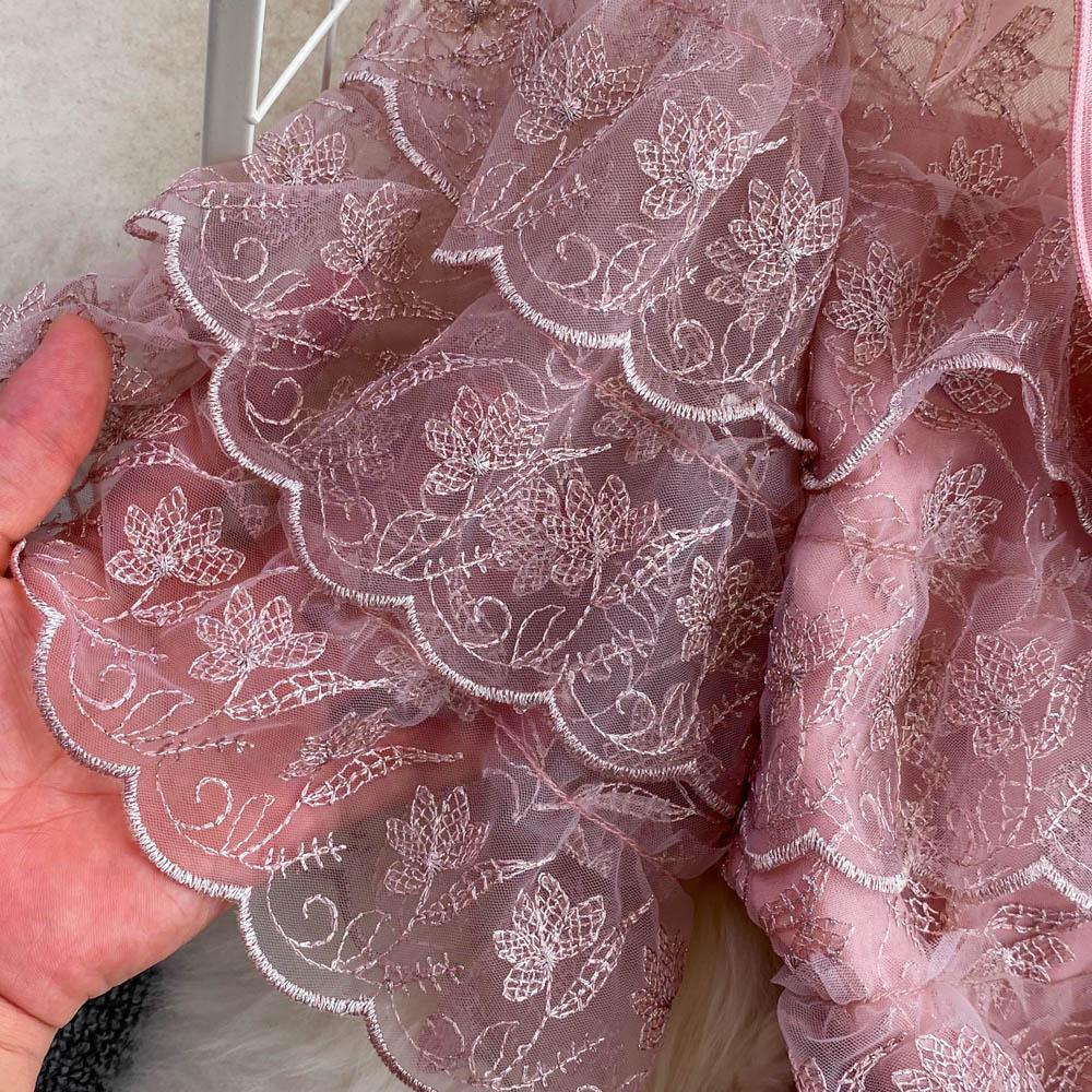 RUGOD Летнее светлое роскошное платье в дворцовом стиле в стиле ретро с кукольным воротником и высокой талией, тонкое кружевное платье трапециевидной формы, женское