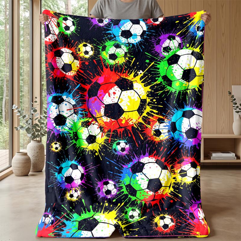 Soccer Ball Splash Art 11 Theme blanket Lightweight Warm Flannel Blanket Decorative Throw Blanket for Home Decoration