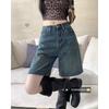 Женские джинсовые шорты в ретро-стиле в гонконгском стиле, однотонные, летние, модные, средней длины, свободного кроя (2025)