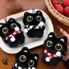 Chirping Squeeze Plush Keychain Cartoon Plush Stuffed Toys Squeak Scarf Black Cat Pendant  Couple