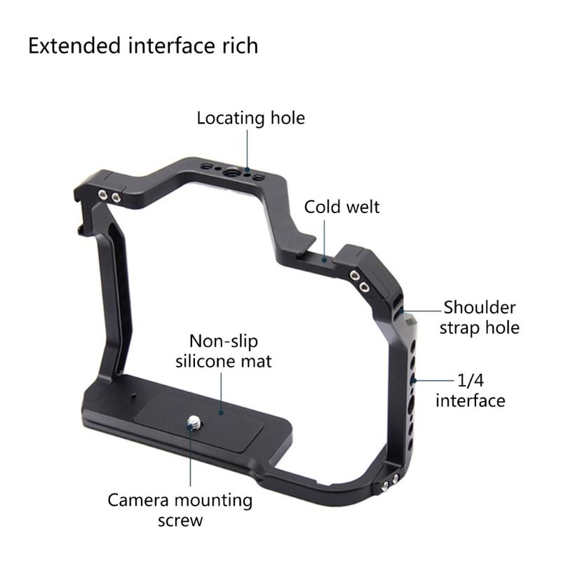 Protective Case Cage for 5D Mark II III Action Camera, Metal Frame Case Cover 1/4 Screw Hole Mount Frame
