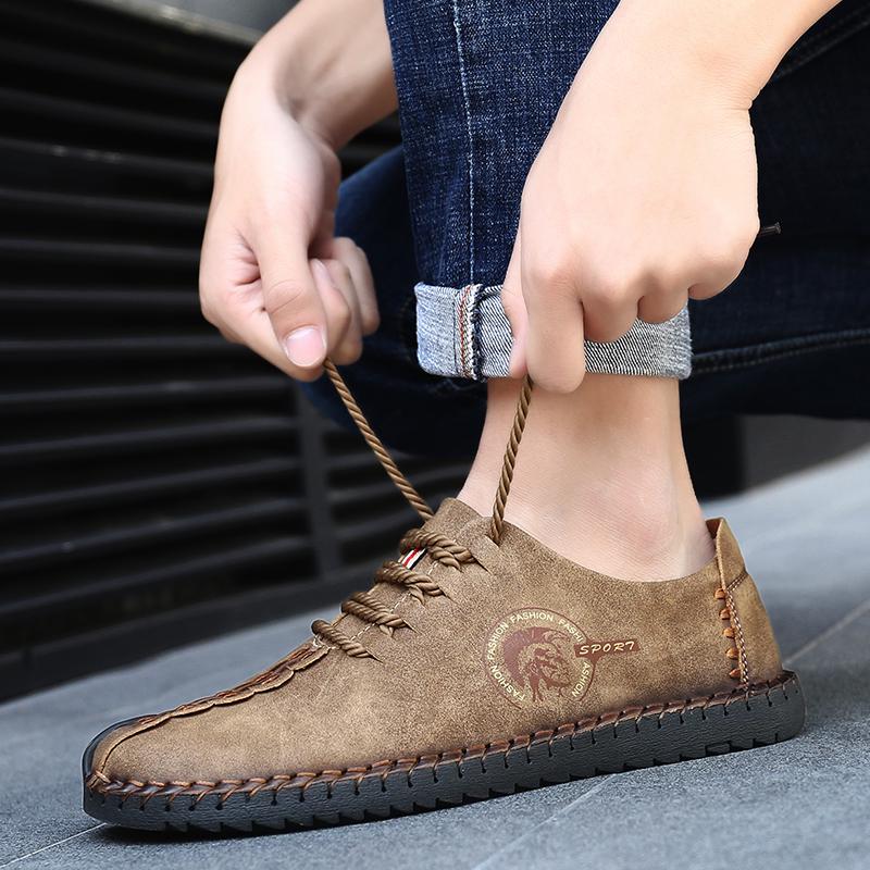 Мужские большие размеры 38-47, резиновая мягкая подошва, нескользящие, износостойкие мокасины ручной работы, обувь для вождения автомобиля