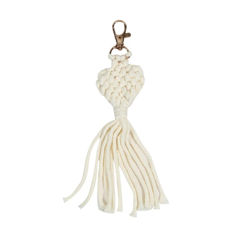 Креативные мини-брелоки макраме в форме сердца, бохо, ручной работы, с кисточками, для ключей от машины, кошелька, телефона, свадебный подарок