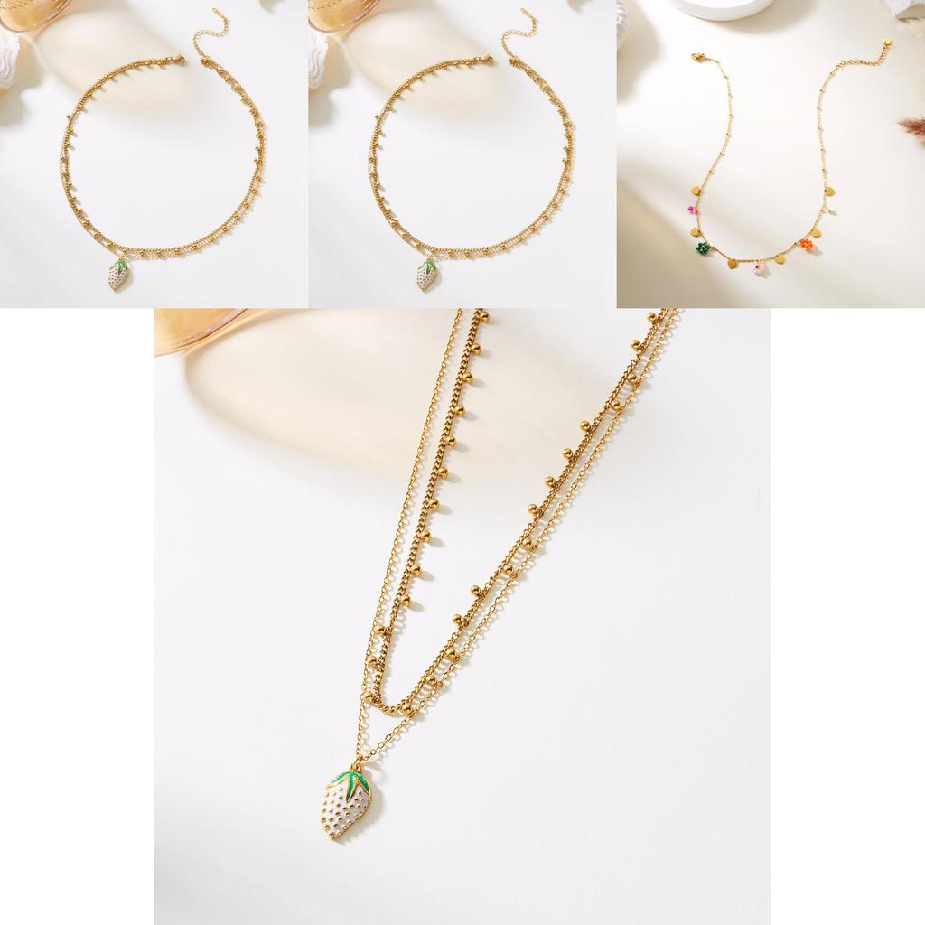 Fruitinspired Stainless Steel Necklace Collection With Multilayer Chains For Summer Fashion Accessories