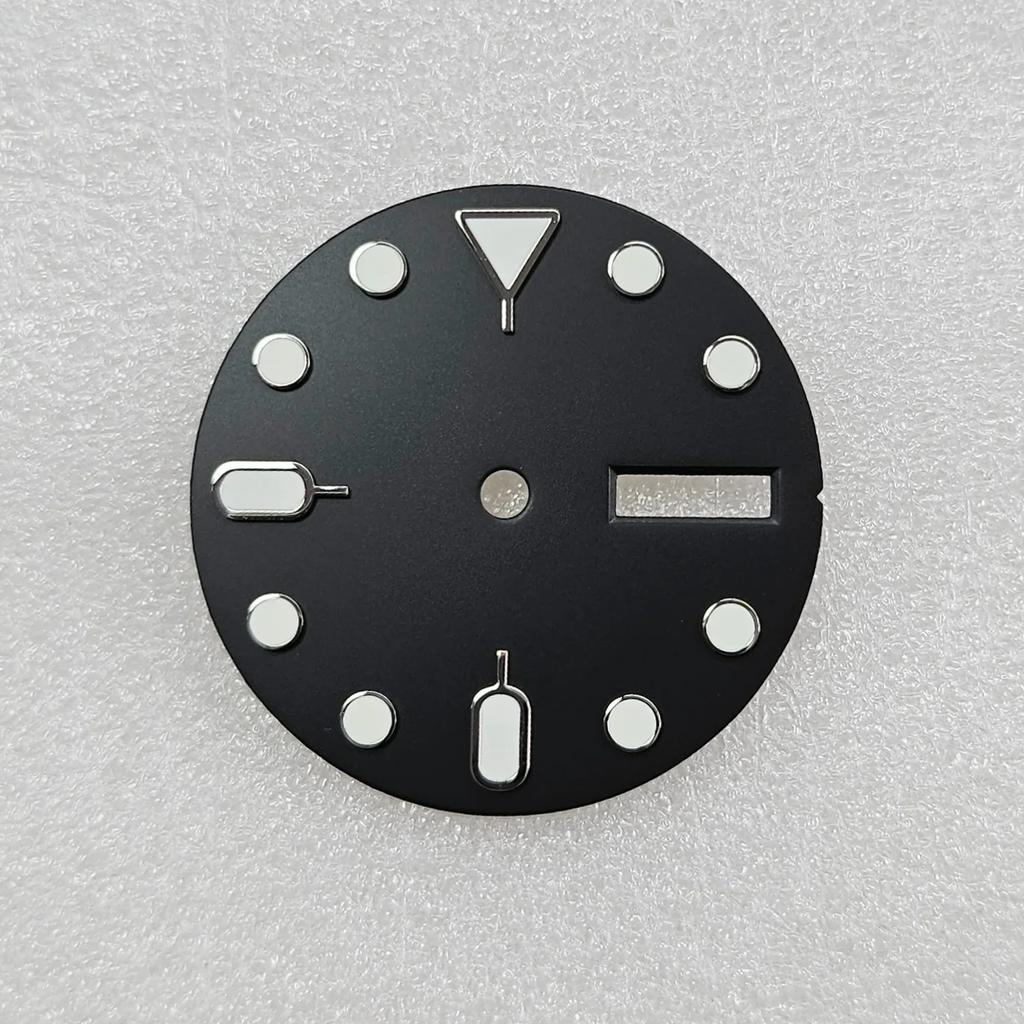 1PC 28.5mm Green Luminous Dial Watch Dial for NH36 Movement Dual Calendar Watch Faces for Men Accessories