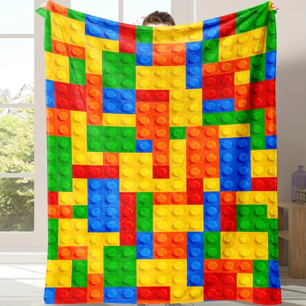 Building Blocks Throw Blanket Perfect for Sofa Bed or Office Cozy Gift Idea for Home Comfort