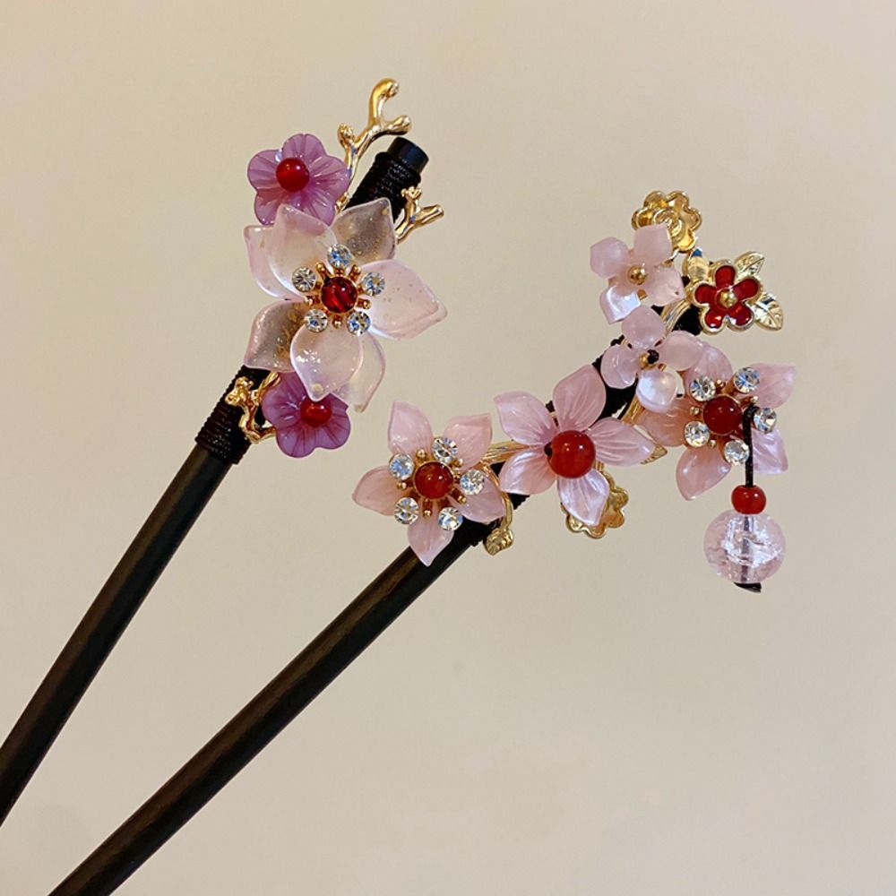 Деревянные палочки для волос Ханфу в древнем стиле, цветочная вилка для волос, палочка для волос в китайском стиле, на каждый день