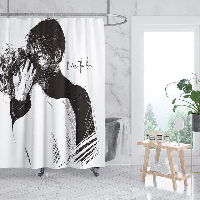 Sexy Women Bikini Waterproof Shower Curtain Man Woman Kissing High Quality Polyester Original Bathroom Curtains Rideau De Bain