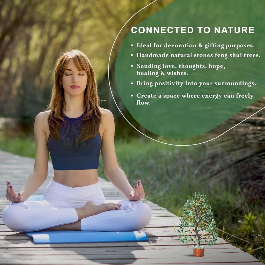 Зеленое авантюриновое хрустальное дерево, экспонат на удачу для предметов домашнего декора, кристаллы, драгоценные камни, бонсай, денежное дерево на удачу, украшение, подарок