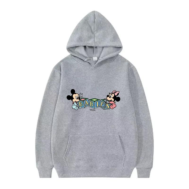 Disney Mickey Mouse Pattern Woman Streetwear Loose Black Winter Tops Clothes Pullovers Ladies Cheap Y2k Hoodies Men Sweatshirts