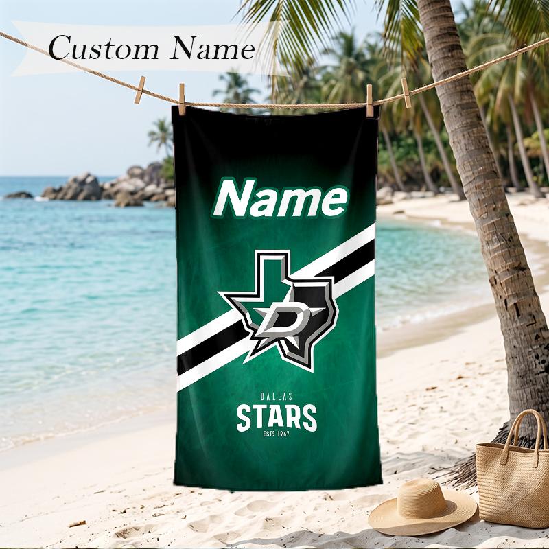 Dallas Stars Custom Name Printed Beach Towel Personalized Soft Towel For Swimming Beach Travel