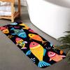 Vibrant Black Background Colorful Cartoon Fish Floor Mat, Non-Slip Washable Rug for Kitchen, Entryway, Balcony,Bathroom  Living