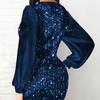 Slim Comfy Popular Sequin V Neck Long Sleeve Dress Prom Dress