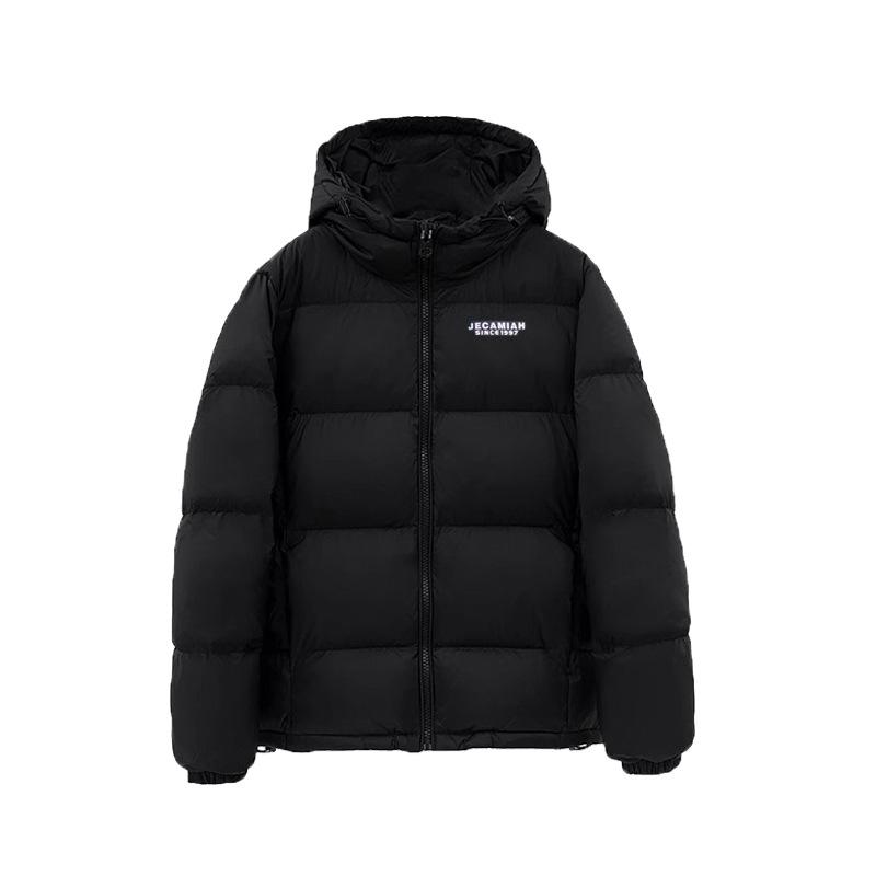 Black couple down cotton-padded clothes women's short women's winter new hooded bread clothes thickened padded jacket