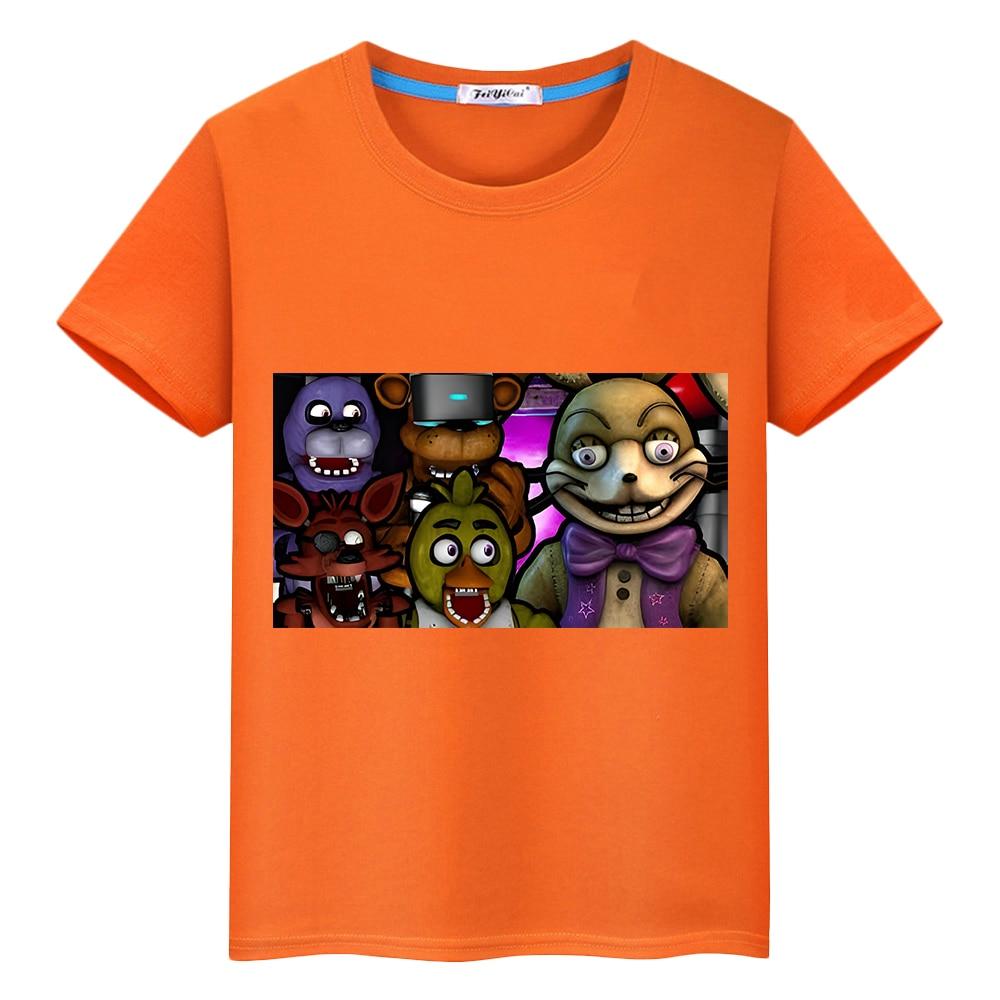 Летние футболки FNAF для мальчиков с принтом, короткие повседневные топы y2k, цельный медведь, кролик, игра Kawaii, футболка из 100% хлопка, детская одежда для девочек