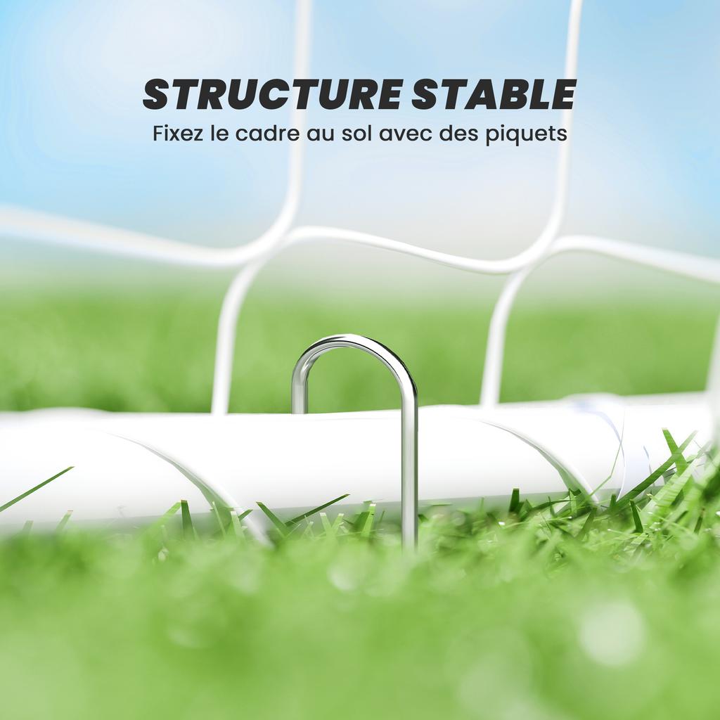 Football Goal Soccer Cage, 301 x 120 x 200 cm, Epoxy-Coated Metal Frame, PE Netting, White
