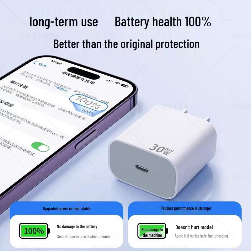 PD30W Сертифицированное 3C Быстрое зарядное устройство для iPhone - Стандартное 17 Вт, Адаптер для зарядки мобильного телефона