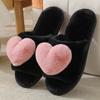 Women Shoes Autumn Winter Indoor Warm Home Slippers Bedroom Cute Heart Pattern Non-slip Soft Comfortable Plush House Slippers