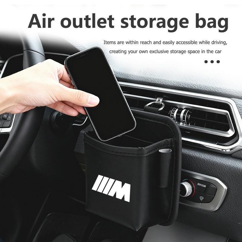 Car Air Vent Outlet Storage Bag Phone Holder Pocket Organizer For BMW M F10 F20 F30 F40 F15 F25 F26 F31 F49 E62 E83 E84 AF6