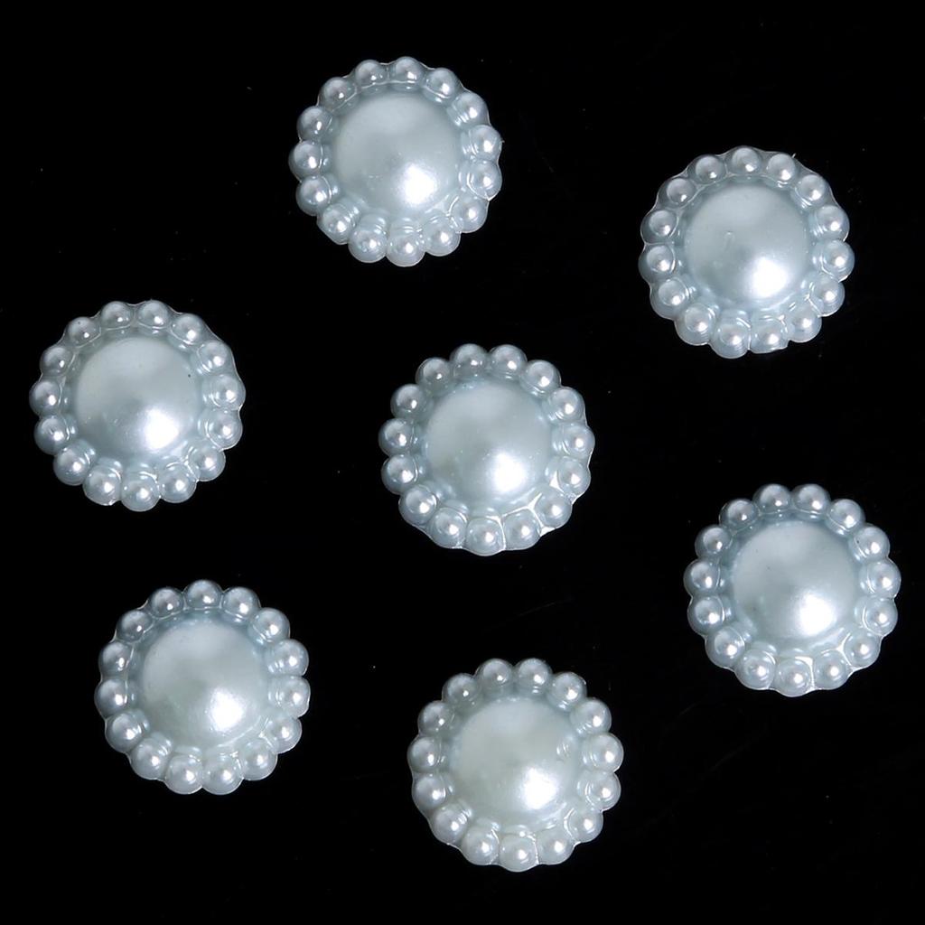 50pcs/bag 12mm Colorful Lacy Half Round Flat Beaded DIY Jewelry Handmade Accessories