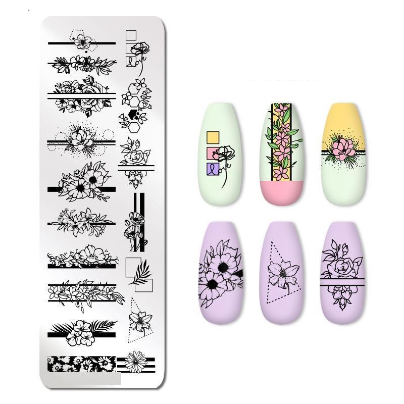 Штамповочные пластины для дизайна ногтей, листья, цветы, трафареты из нержавеющей стали, инструменты для штамповки изображений для ногтей, маникюрные инструменты
