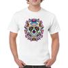 Цветная Сахарная Черепная День Мертвых Футболка Dia de los Muertos